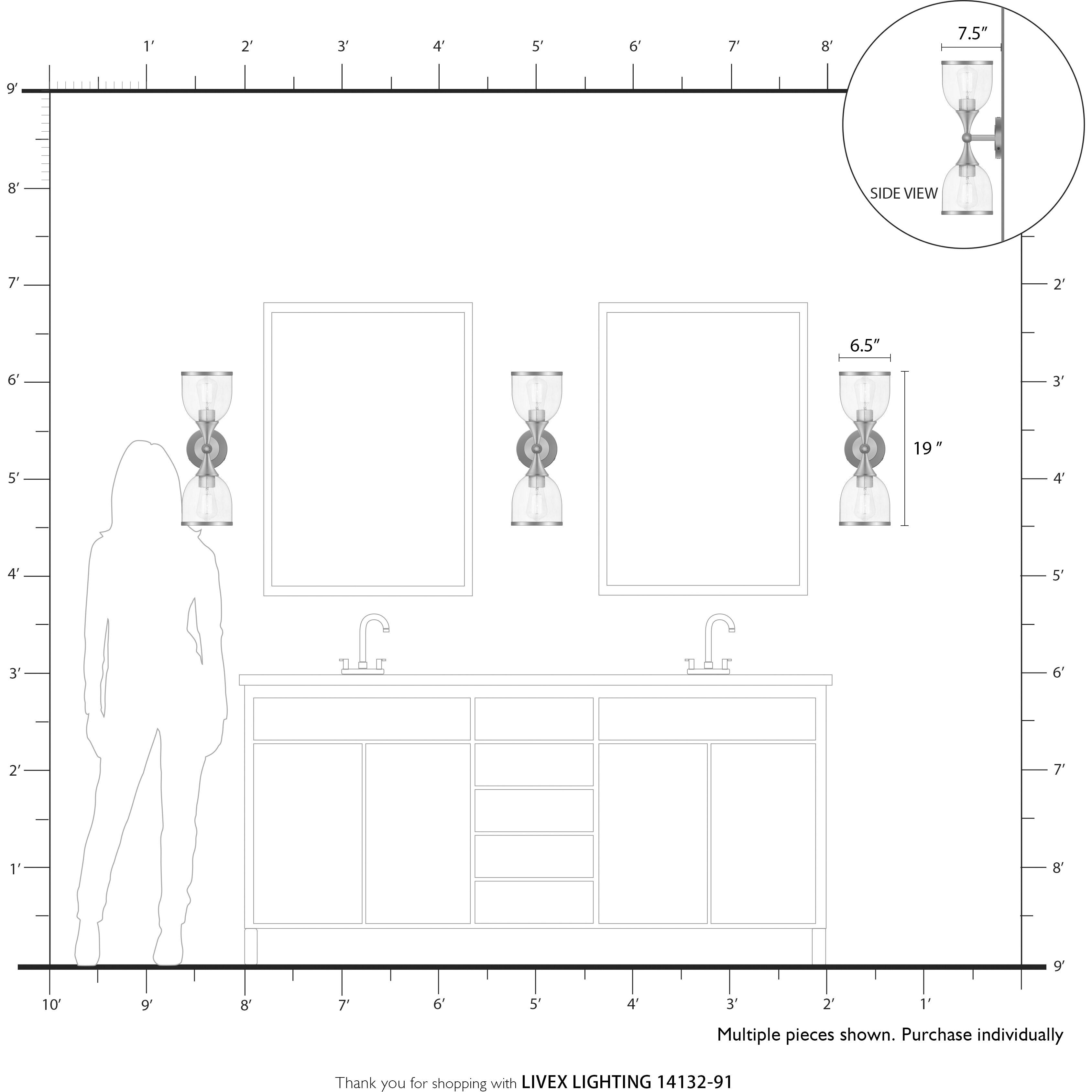 Ashridge 2 Light 6.5 inch Brushed Nickel Vanity Wall Sconce Wall Light
