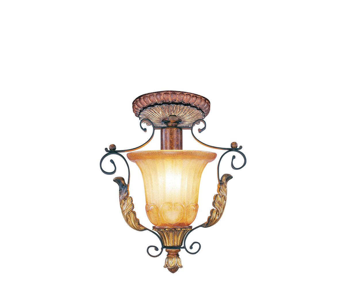 Villa Verona 1 Light 10.25 inch Verona Bronze with Aged Gold Leaf Accents Semi-Flush Mount Ceiling Light