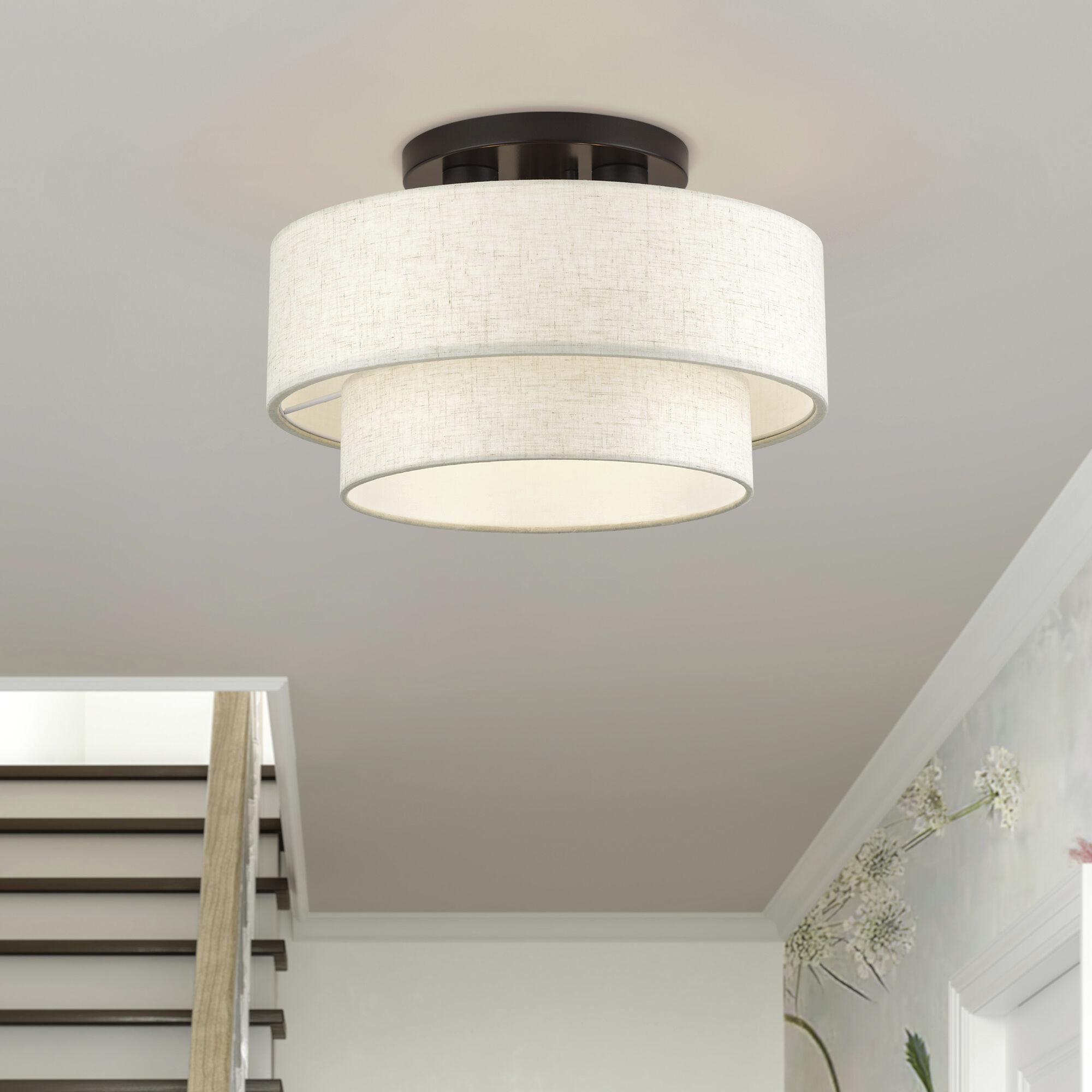 Manorwood 3 Light 15 inch English Bronze Semi Flush Mount Ceiling Light, Large
