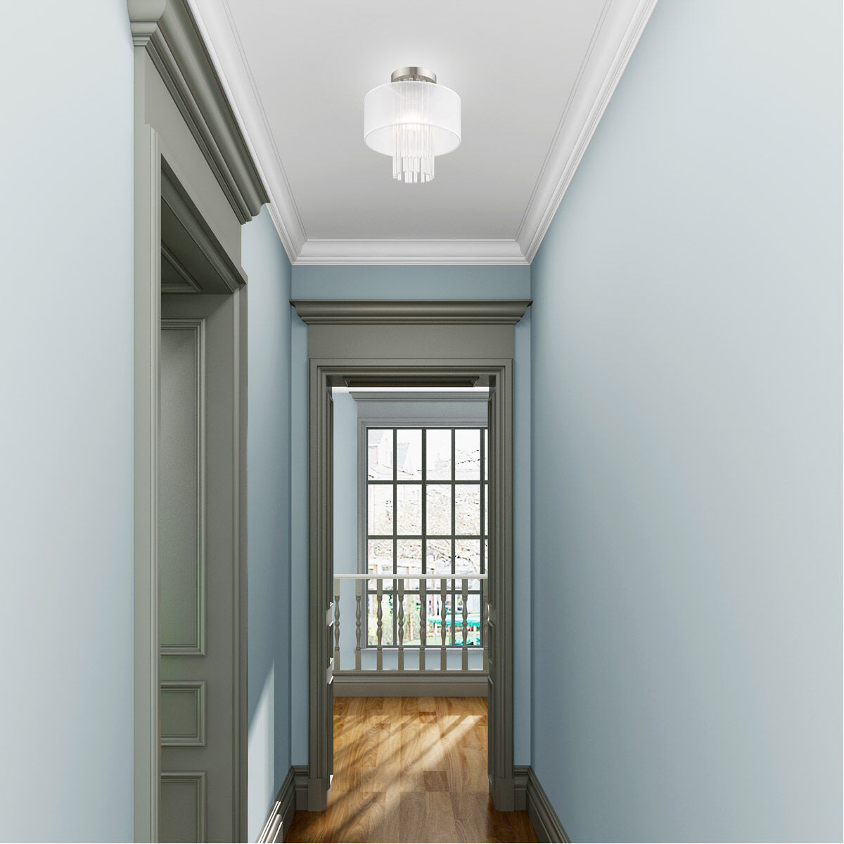 Alexis 1 Light 11 inch Brushed Nickel Semi-Flush Mount Ceiling Light