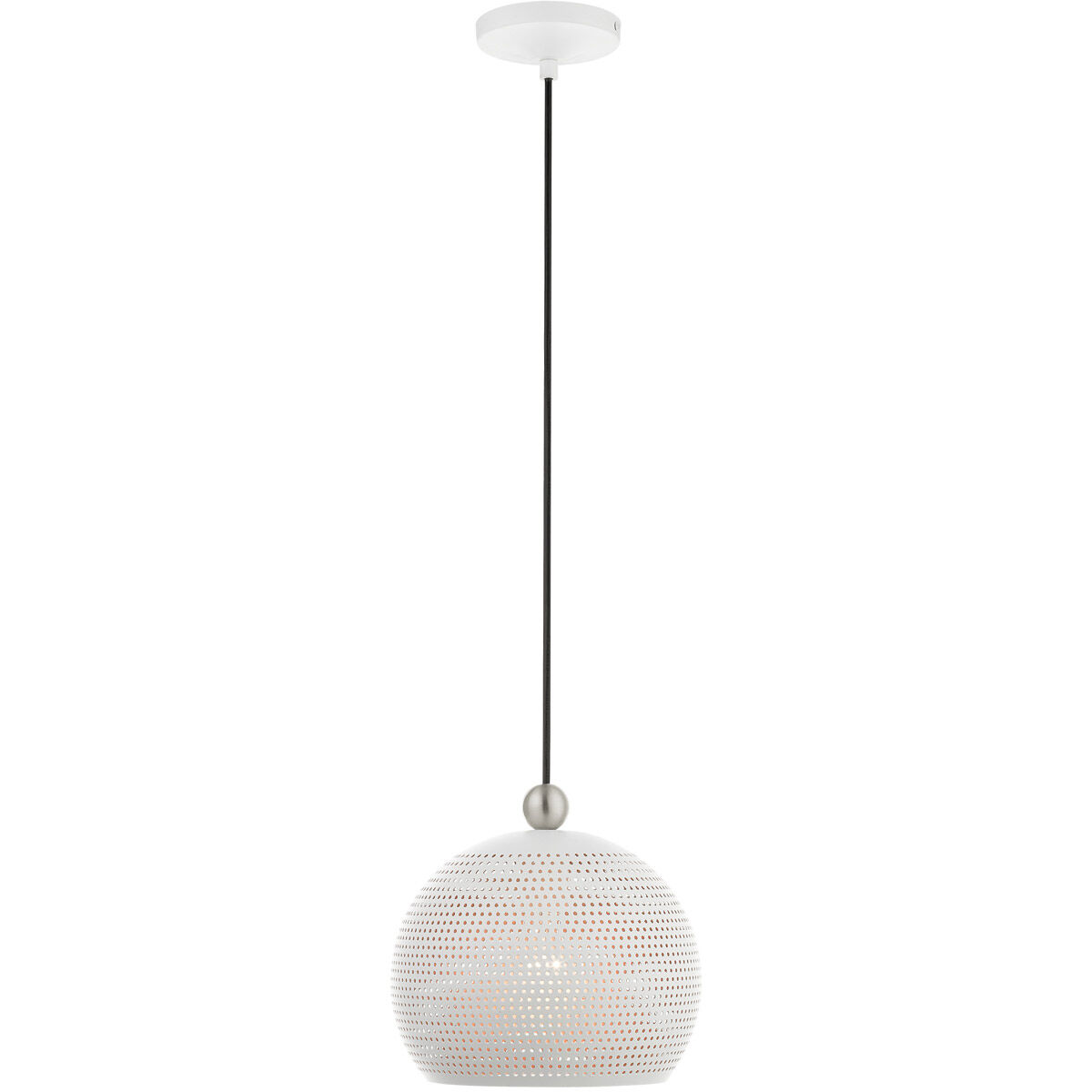 Dublin 1 Light 10 inch White with Brushed Nickel Accents Pendant Ceiling Light