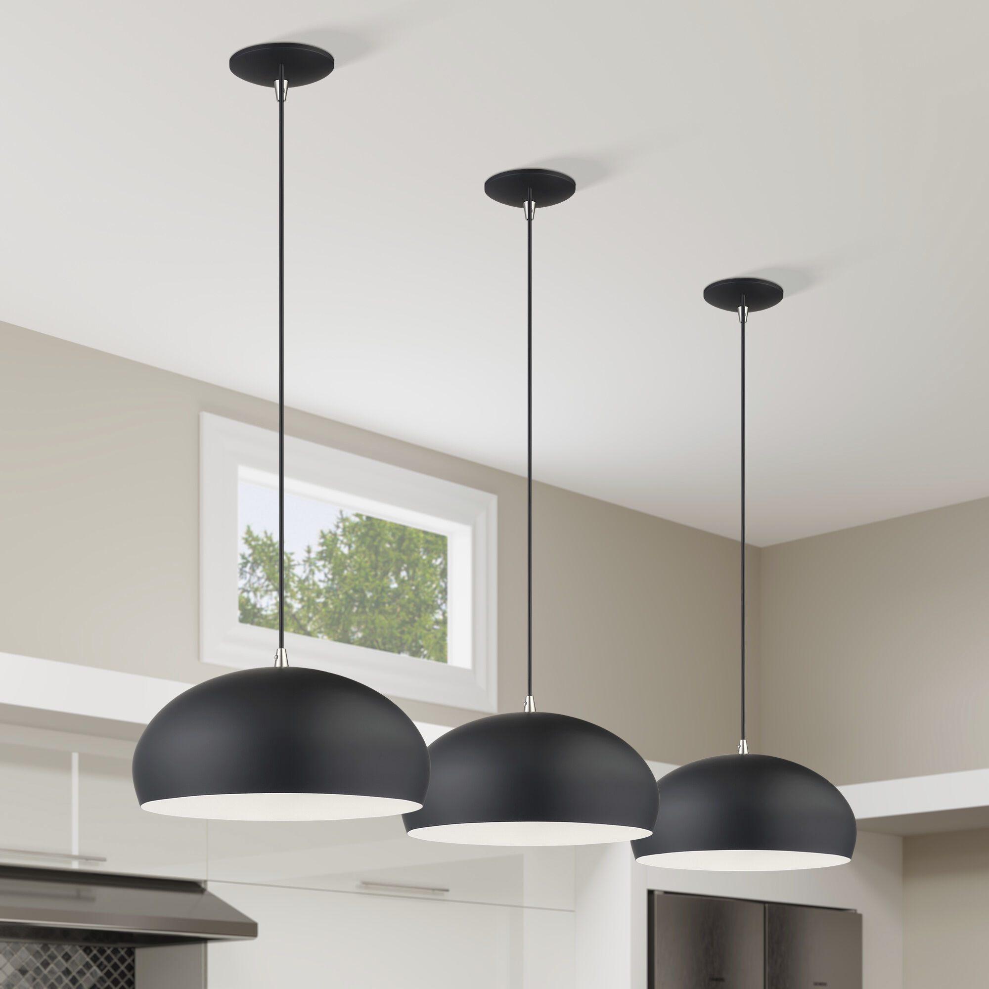 Domma 1 Light 14 inch Black with Brushed Nickel Accents Pendant Ceiling Light