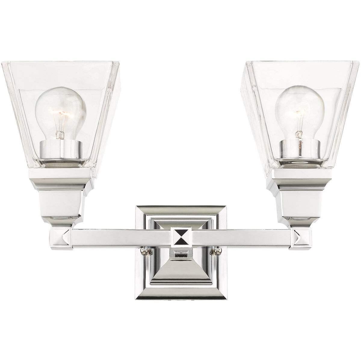 Mission 2 Light 15 inch Polished Chrome Vanity Sconce Wall Light