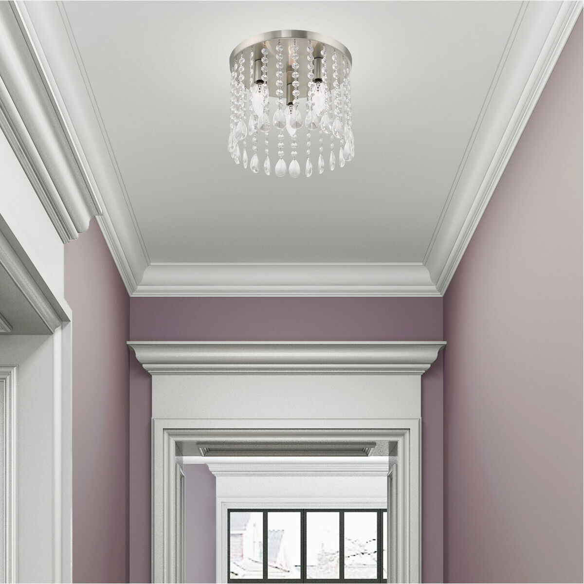 Elizabeth 3 Light 11 inch Brushed Nickel Flush Mount Ceiling Light