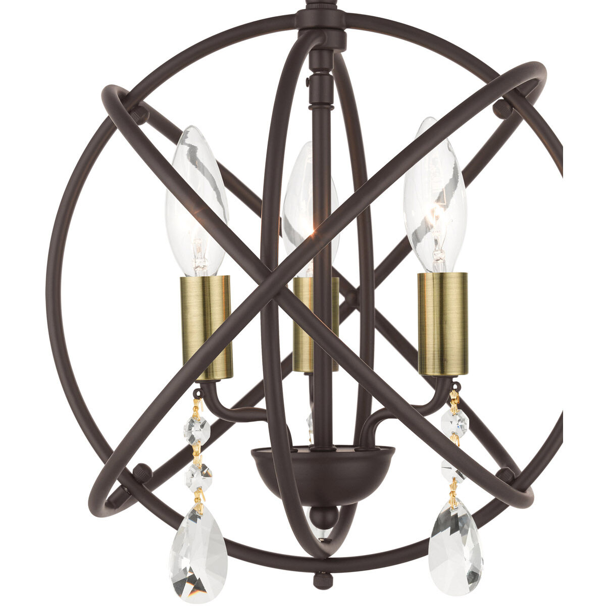 Aria 3 Light 13 inch Bronze Convertible Chandelier / Semi Flush Ceiling Light