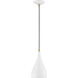Amador 1 Light 6.25 inch Textured White with Antique Brass Accents Mini Pendant Ceiling Light