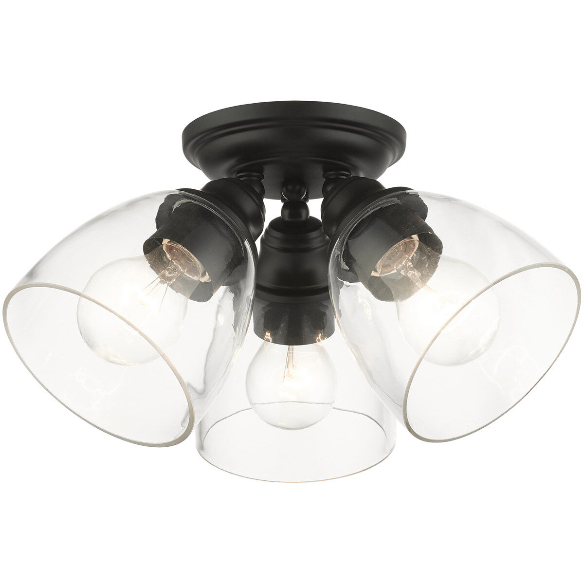 Montgomery 3 Light 14 inch Black Flush Mount Ceiling Light