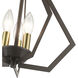 Prism 3 Light 14 inch English Bronze with Antique Brass Finish Accents Semi Flush Mount Ceiling Light