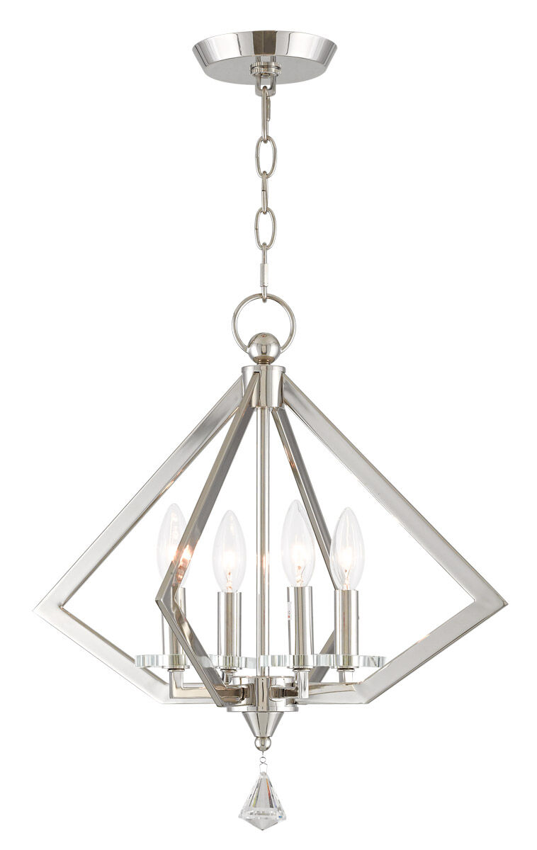 Diamond 4 Light 18 inch Polished Nickel Mini Chandelier Ceiling Light