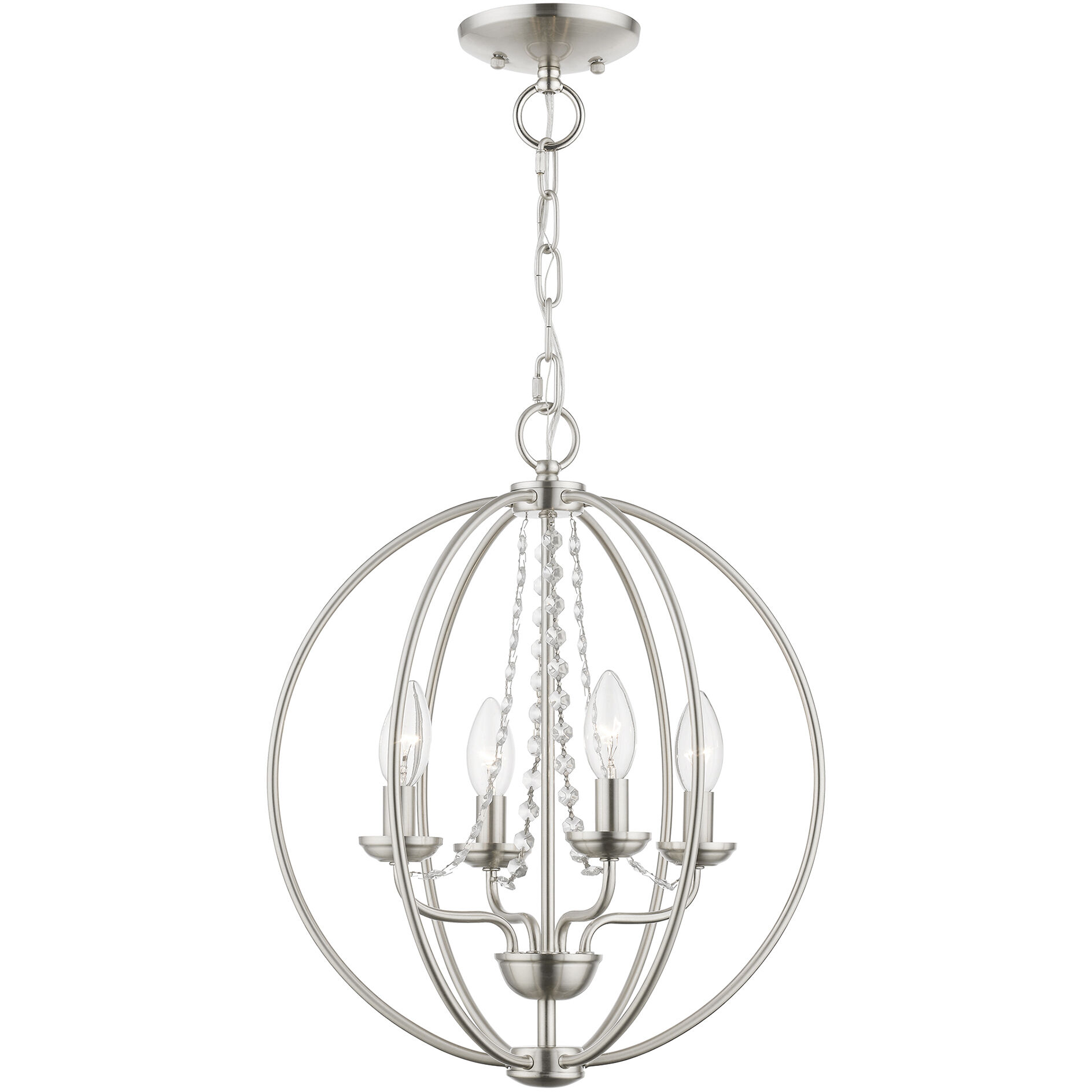 Arabella 4 Light 15 inch Brushed Nickel Convertible Chandelier/ Semi-Flush Ceiling Light, Globe