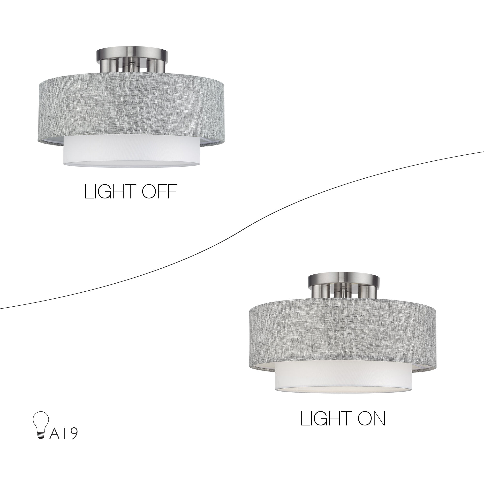 Brookmeade 3 Light 15 inch Brushed Nickel Semi-Flush Ceiling Light