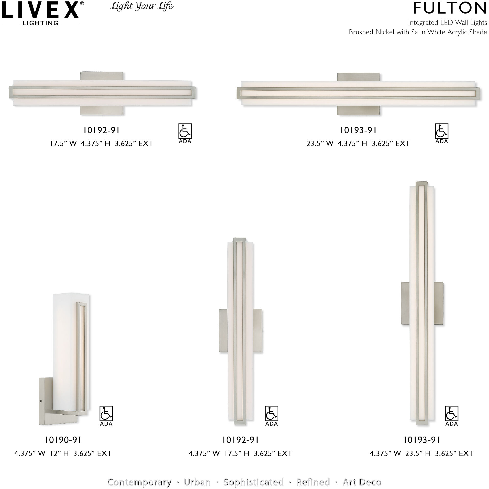 Fulton LED 4 inch Brushed Nickel ADA ADA Wall Sconce Wall Light
