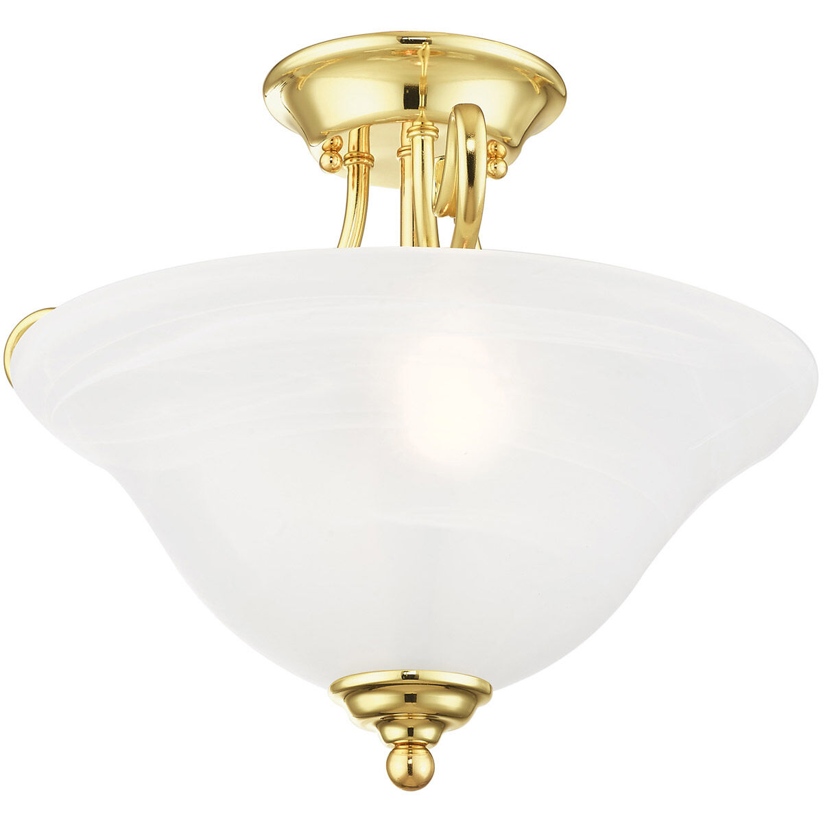 Coronado 2 Light 16 inch Polished Brass Semi-Flush Mount Ceiling Light