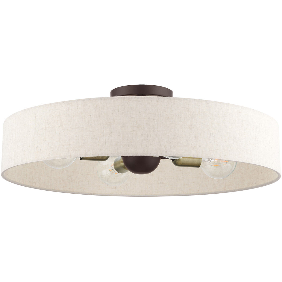 Venlo 4 Light 22 inch Bronze with Antique Brass Accents Semi Flush Ceiling Light 