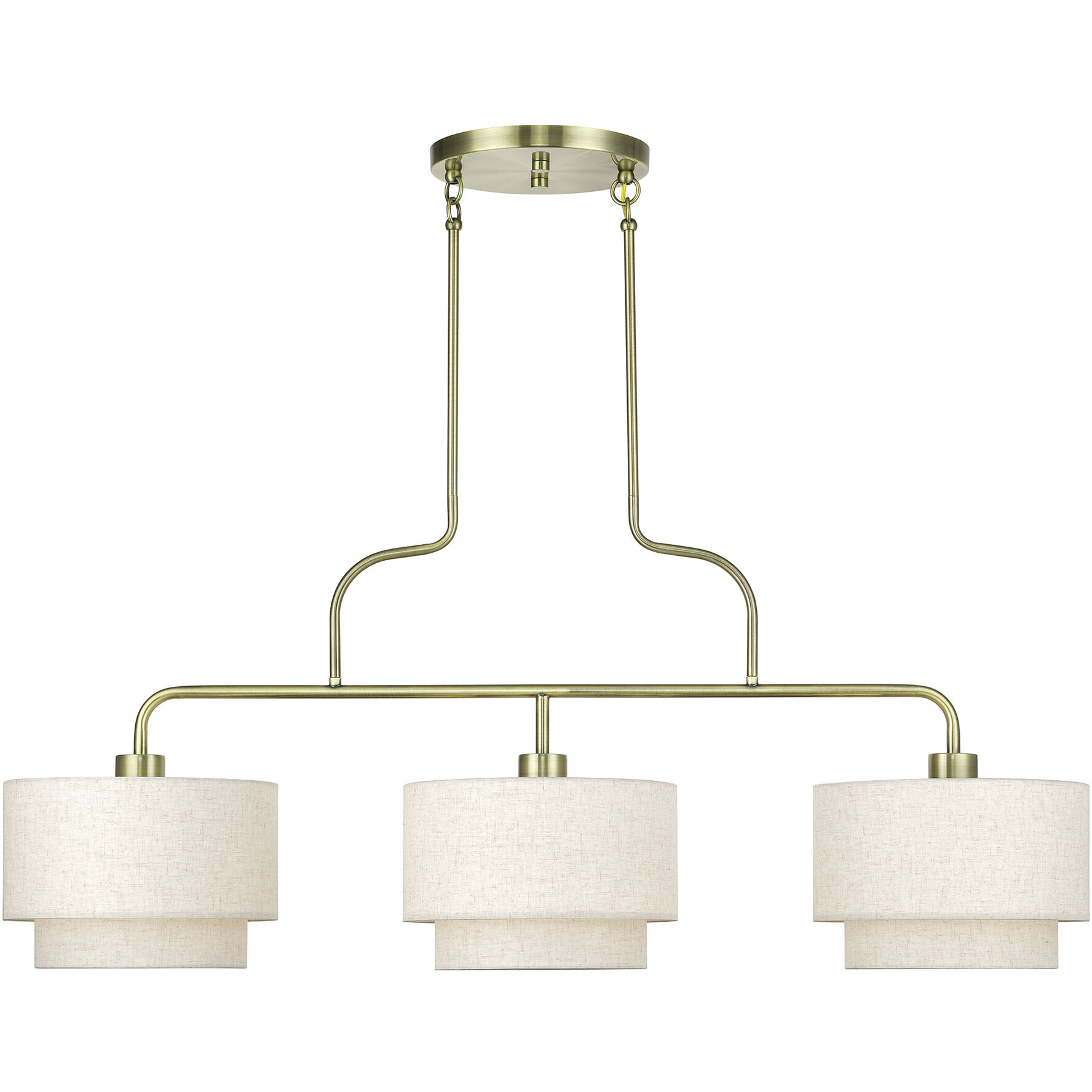 Manorwood 3 Light 48 inch Antique Brass Linear Chandelier Ceiling Light, Extra Large