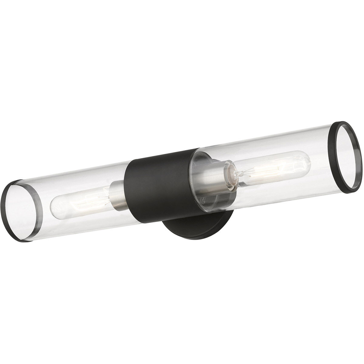 Banca 2 Light 4 inch Black with Brushed Nickel Accent ADA Vanity Sconce Wall Light