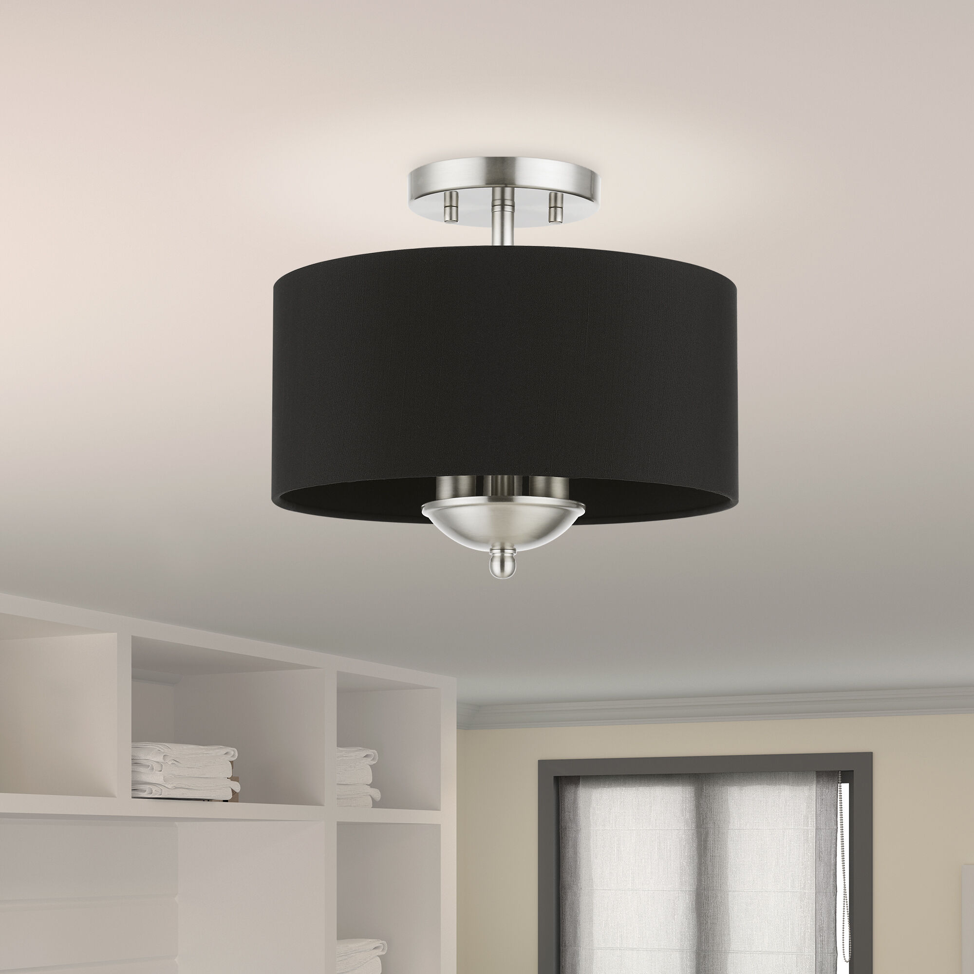 Huntington 3 Light 12 inch Brushed Nickel Semi-Flush Mount Ceiling Light