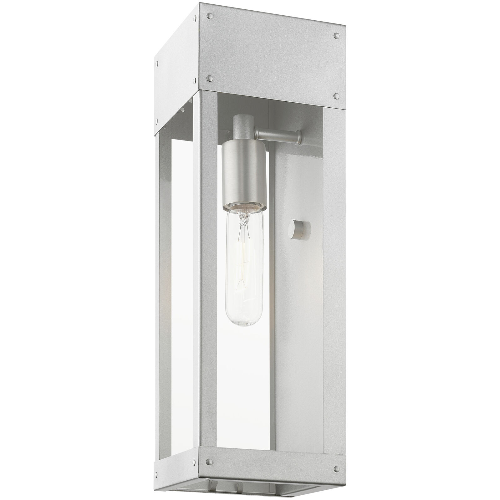 Barrett 1 Light 15 inch Painted Satin Nickel with Brushed Nickel Candle Outdoor Wall Lantern