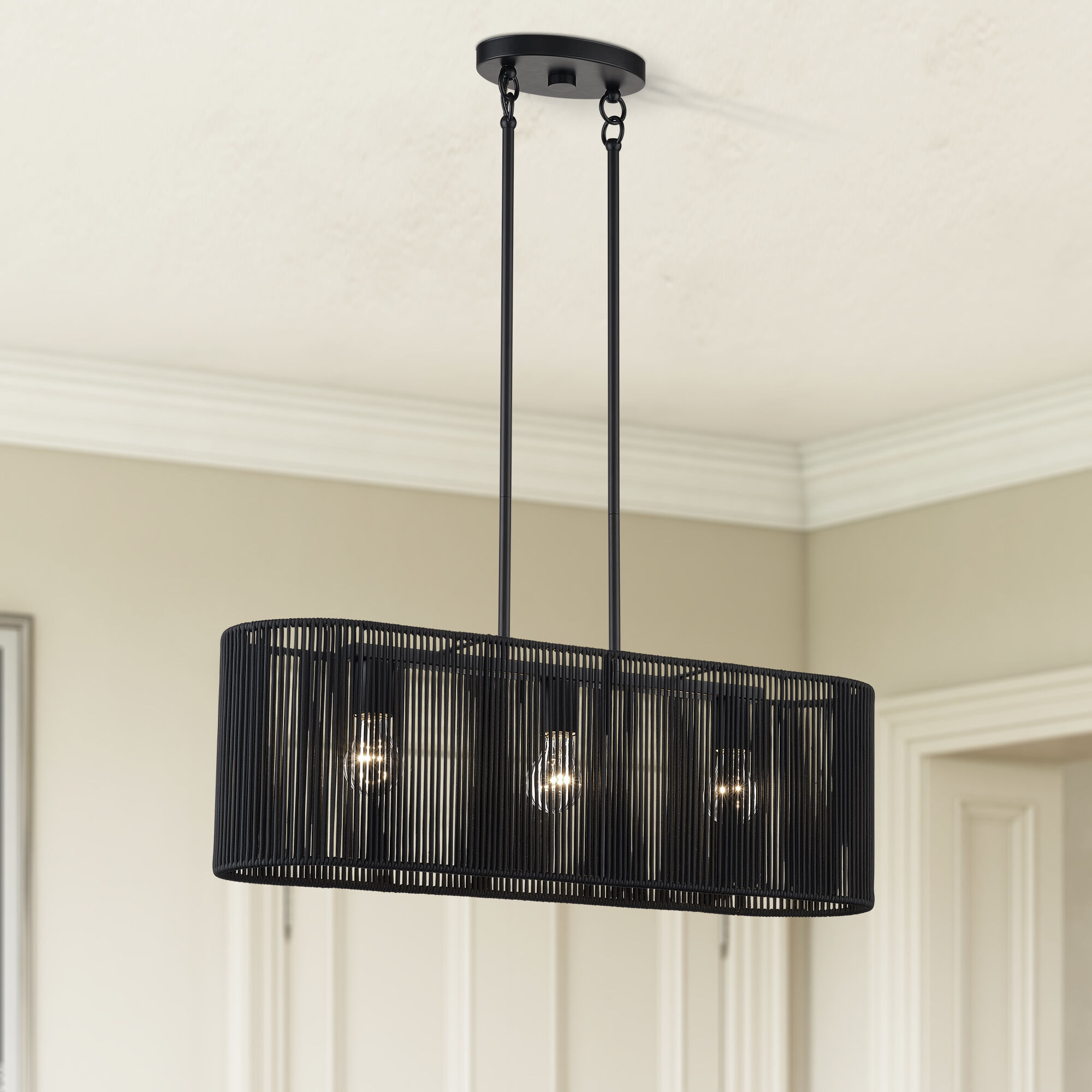 Acordia 3 Light 30 inch Black Linear Chandelier Ceiling Light, Medium