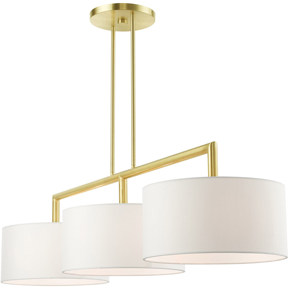 Meridian 3 Light 51 inch Satin Brass Linear Chandelier Ceiling Light