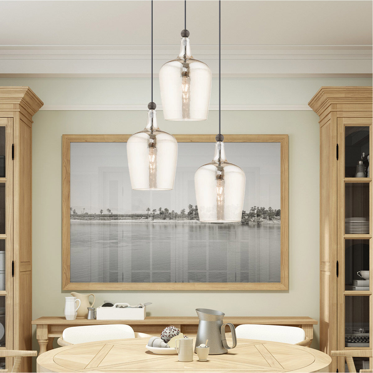 Art Glass 1 Light 9 inch English Bronze Mini Pendant Ceiling Light