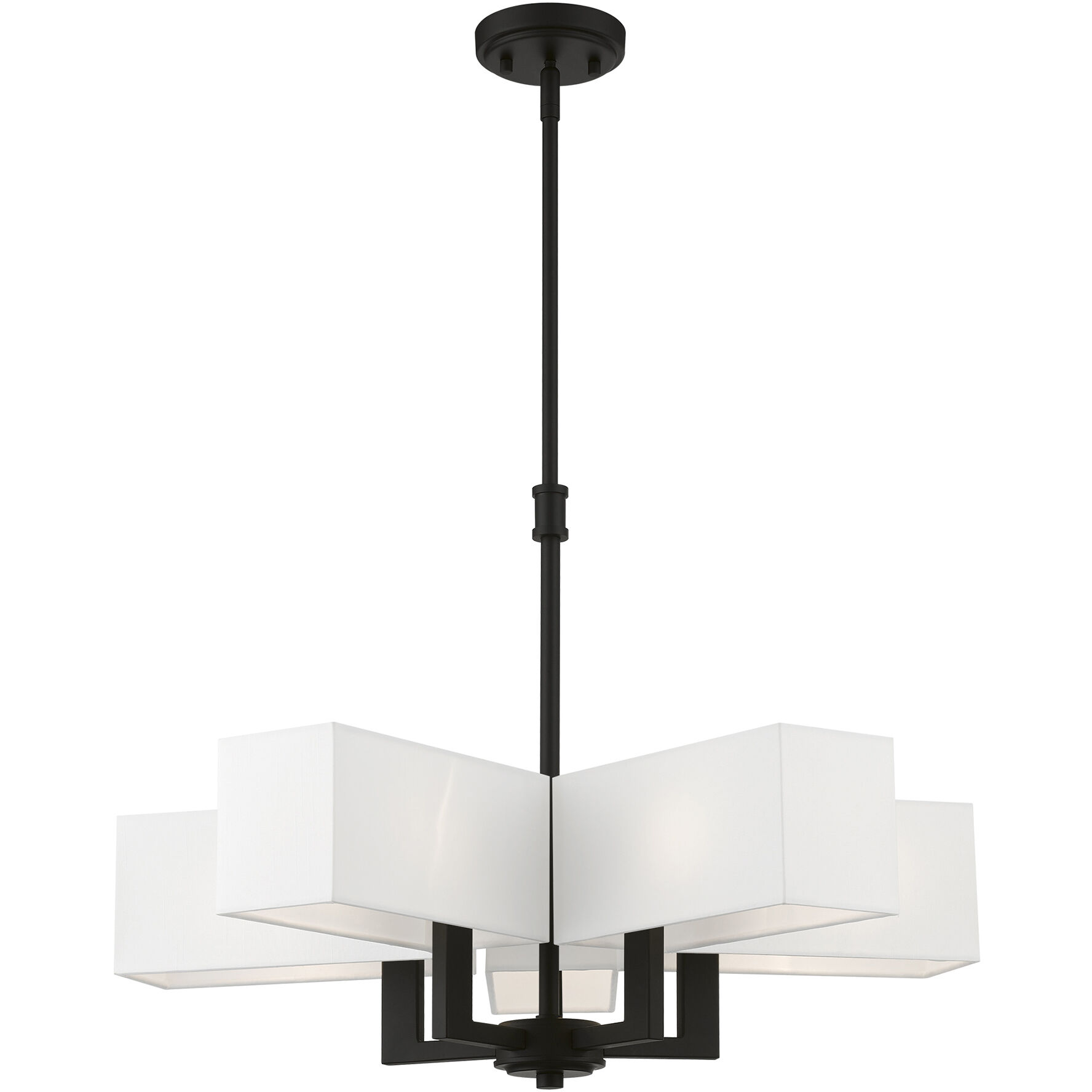 Rubix 5 Light 26 inch Black Chandelier Ceiling Light in Satin Brass