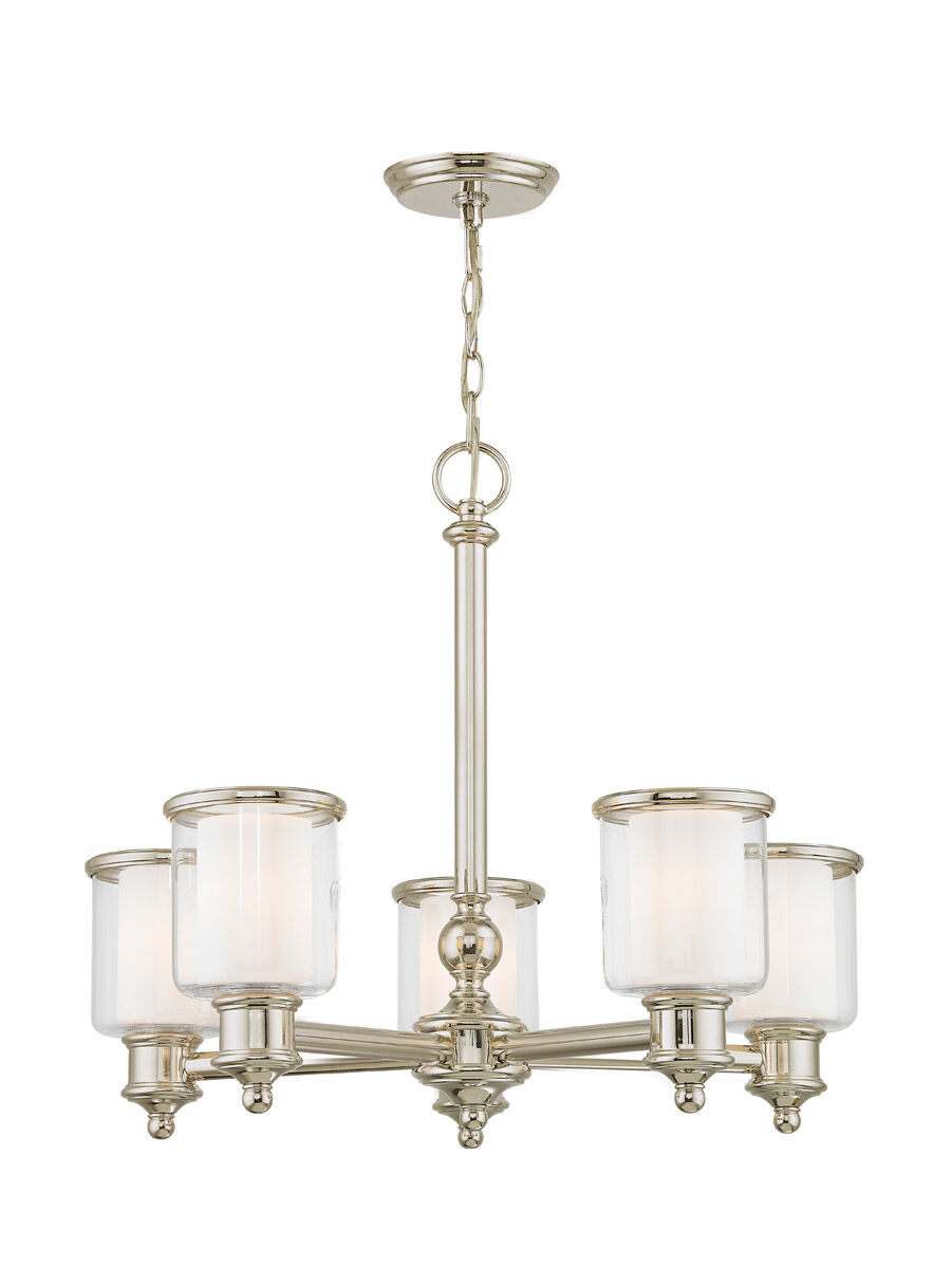 Middlebush 5 Light 25 inch Polished Nickel Chandelier Ceiling Light