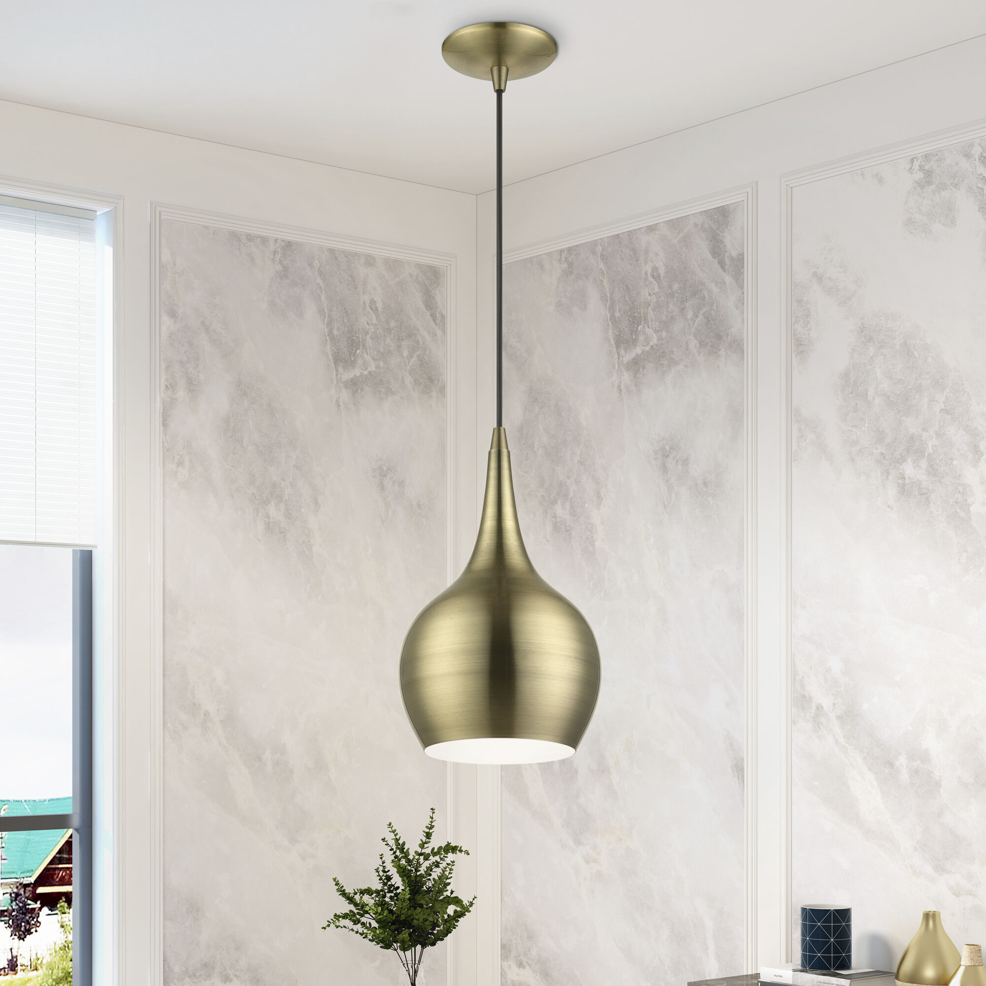 Andes 1 Light 8 inch Antique Brass Mini Pendant Ceiling Light