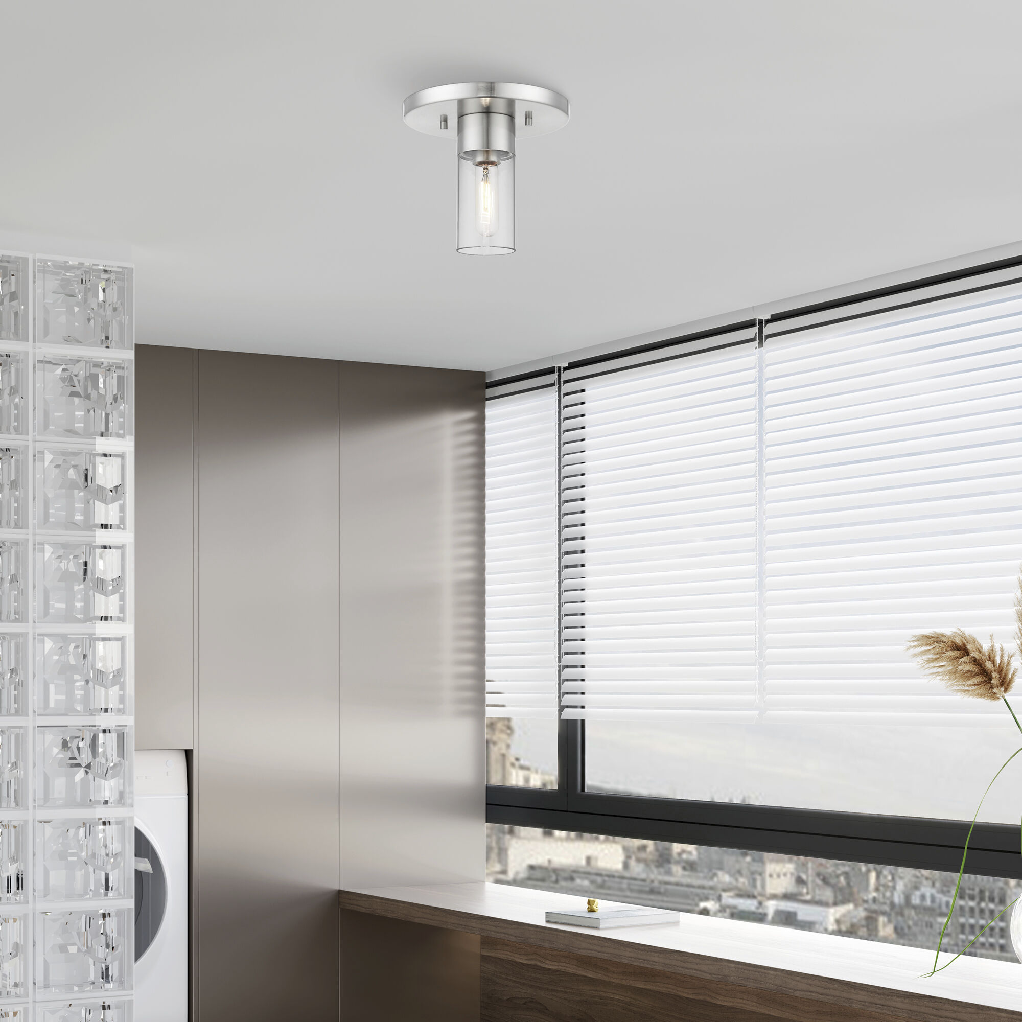 Carson 1 Light 9 inch Brushed Nickel Flush Mount Ceiling Light