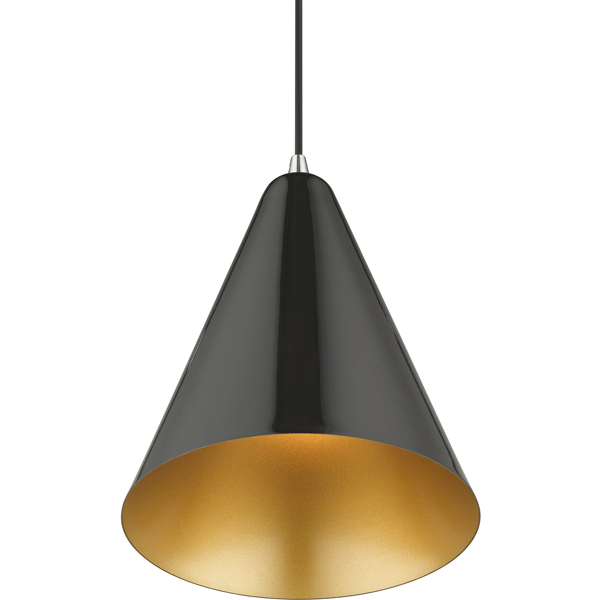 Dulce 1 Light 10 inch Shiny Black with Polished Chrome Accents Pendant Ceiling Light