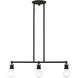 Lansdale 3 Light 24 inch Black with Brushed Nickel Accents Linear Chandelier Ceiling Light