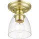 Montgomery 1 Light 5 inch Satin Brass Semi-Flush Ceiling Light, Petite