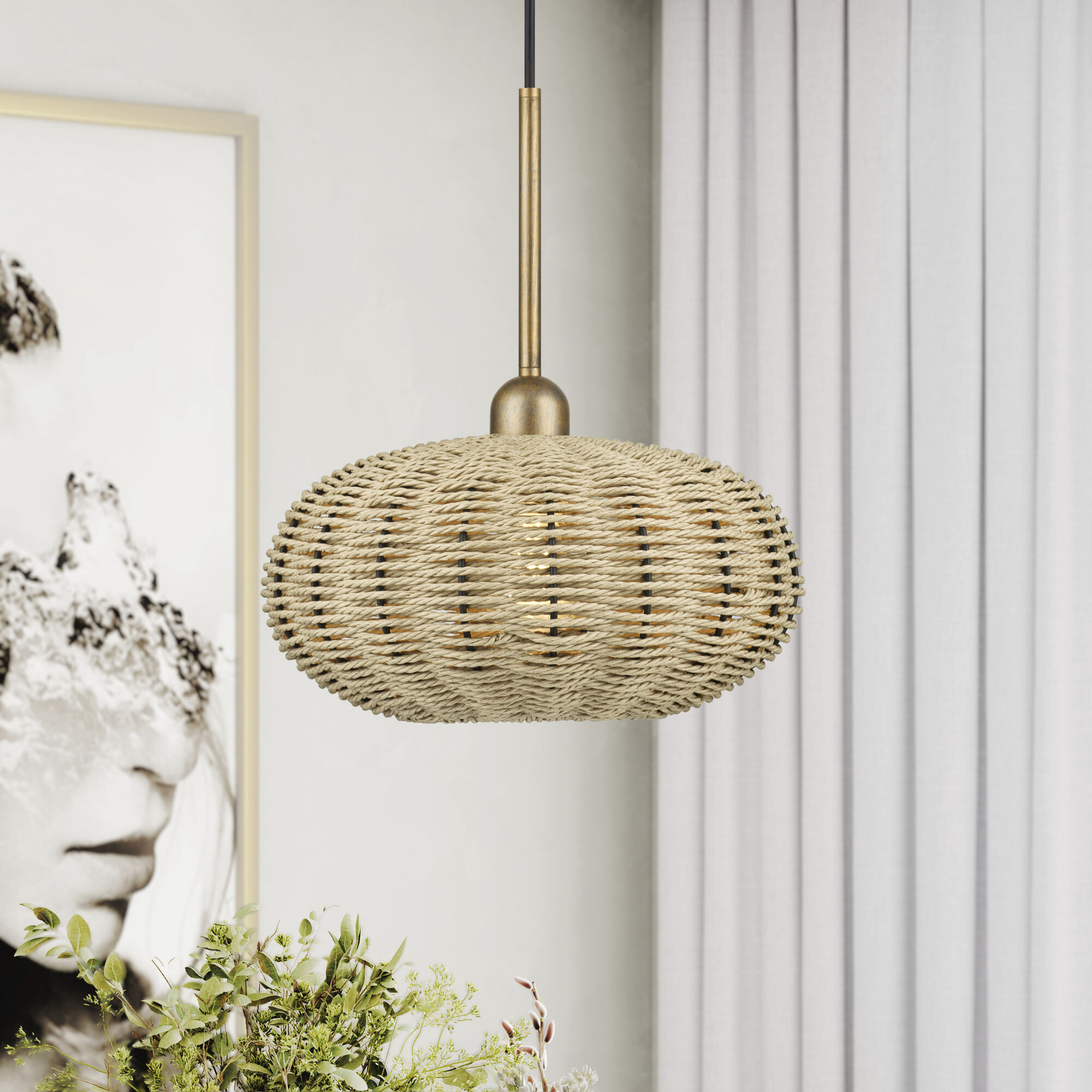 Summervine 1 Light 12 inch Antique Gold Leaf Pendant Ceiling Light