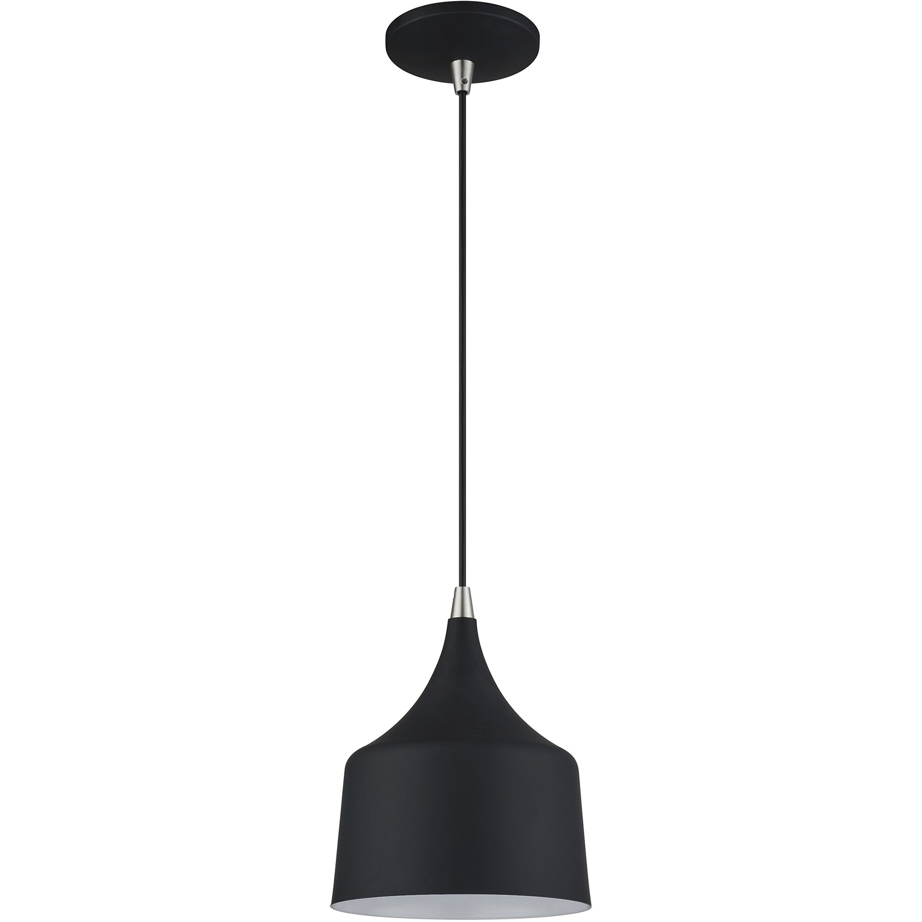 Bolita 8 inch Black with Brushed Nickel Accents Pendant Ceiling Light