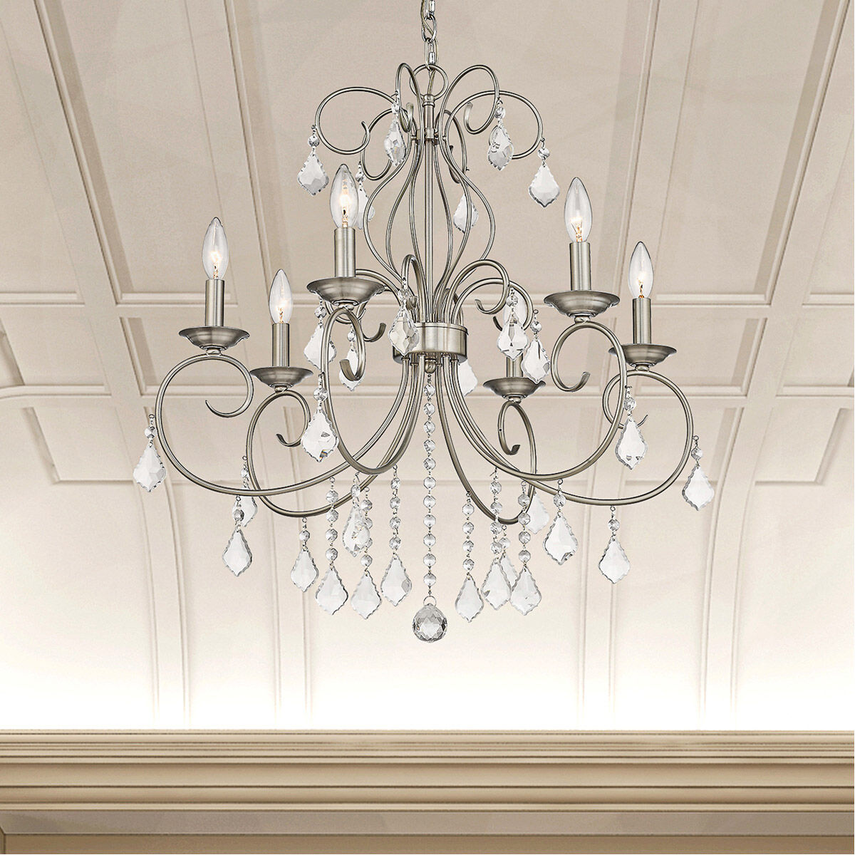 Donatella 6 Light 25 inch Brushed Nickel Chandelier Ceiling Light