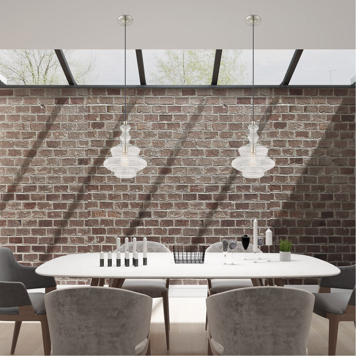 Art Glass 1 Light 12 inch Brushed Nickel Mini Pendant Ceiling Light