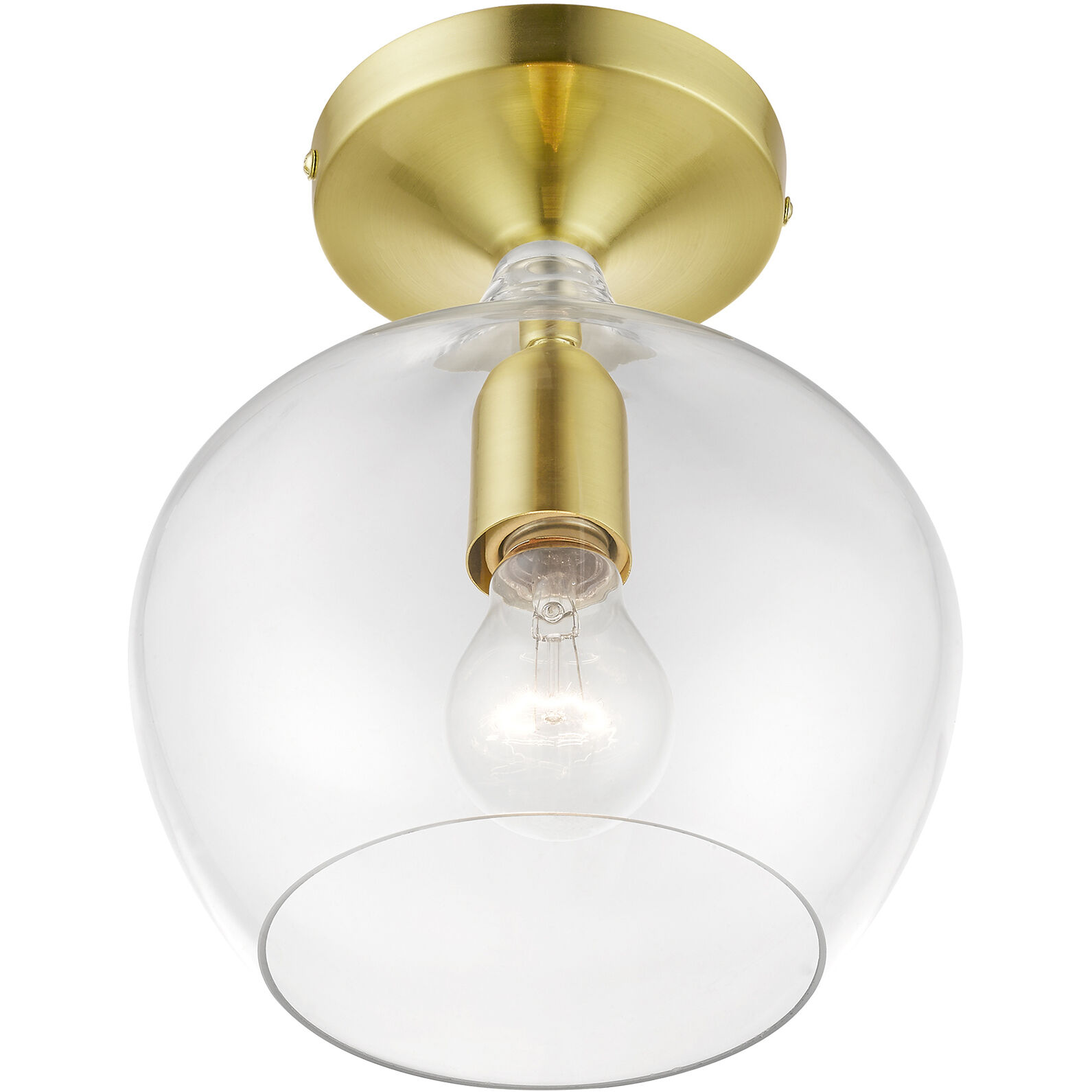 Aldrich 1 Light 8 inch Satin Brass with Polished Brass Accent Semi-Flush Ceiling Light