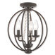 Arabella 3 Light 12 inch English Bronze Convertible Mini Chandelier/Ceiling Mount Ceiling Light