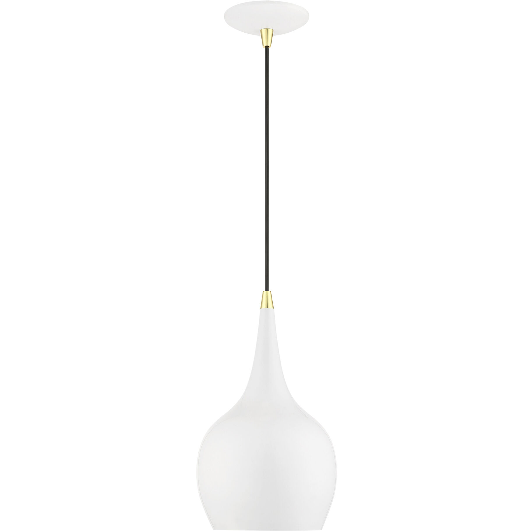 Andes 1 Light 8 inch Shiny White with Polished Brass Accents Mini Pendant Ceiling Light