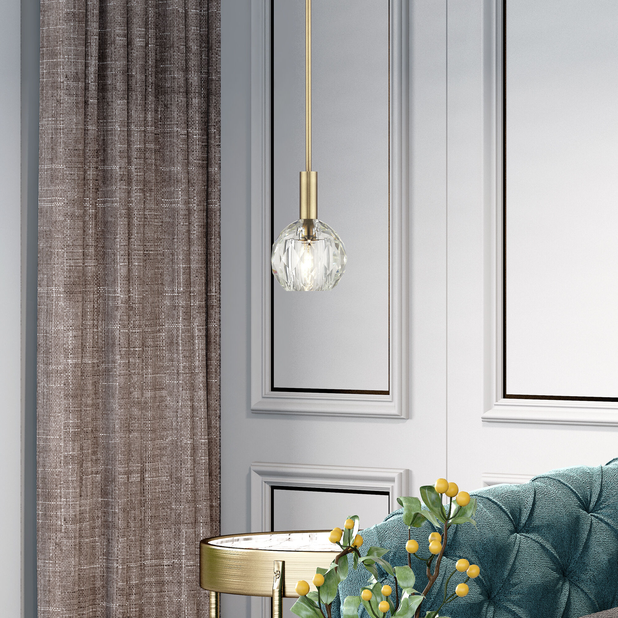 Whitfield 1 Light 6.5 inch Natural Brass Pendant Ceiling Light