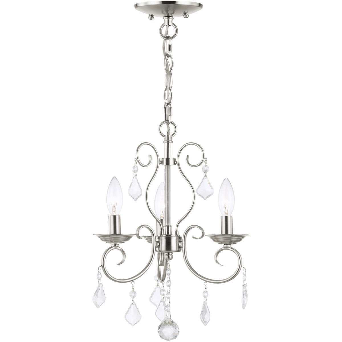Donatella 3 Light 12 inch Brushed Nickel Convertible Mini Chandelier/Ceiling Mount Ceiling Light