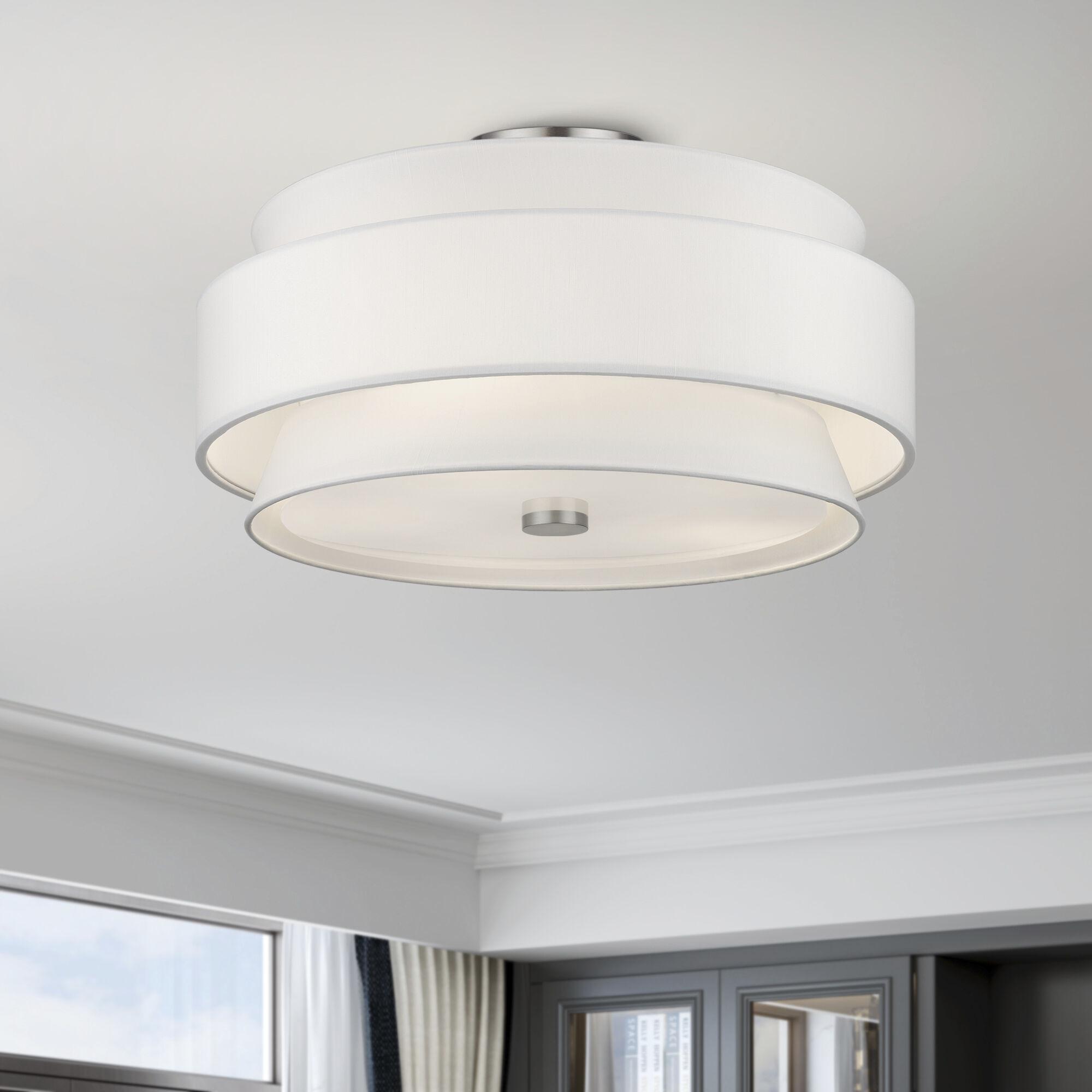 Fontana 5 Light 21 inch Brushed Nickel Semi-Flush Ceiling Light