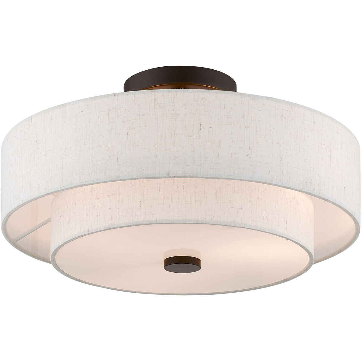 Claremont 3 Light 15 inch English Bronze Semi-Flush Mount Ceiling Light