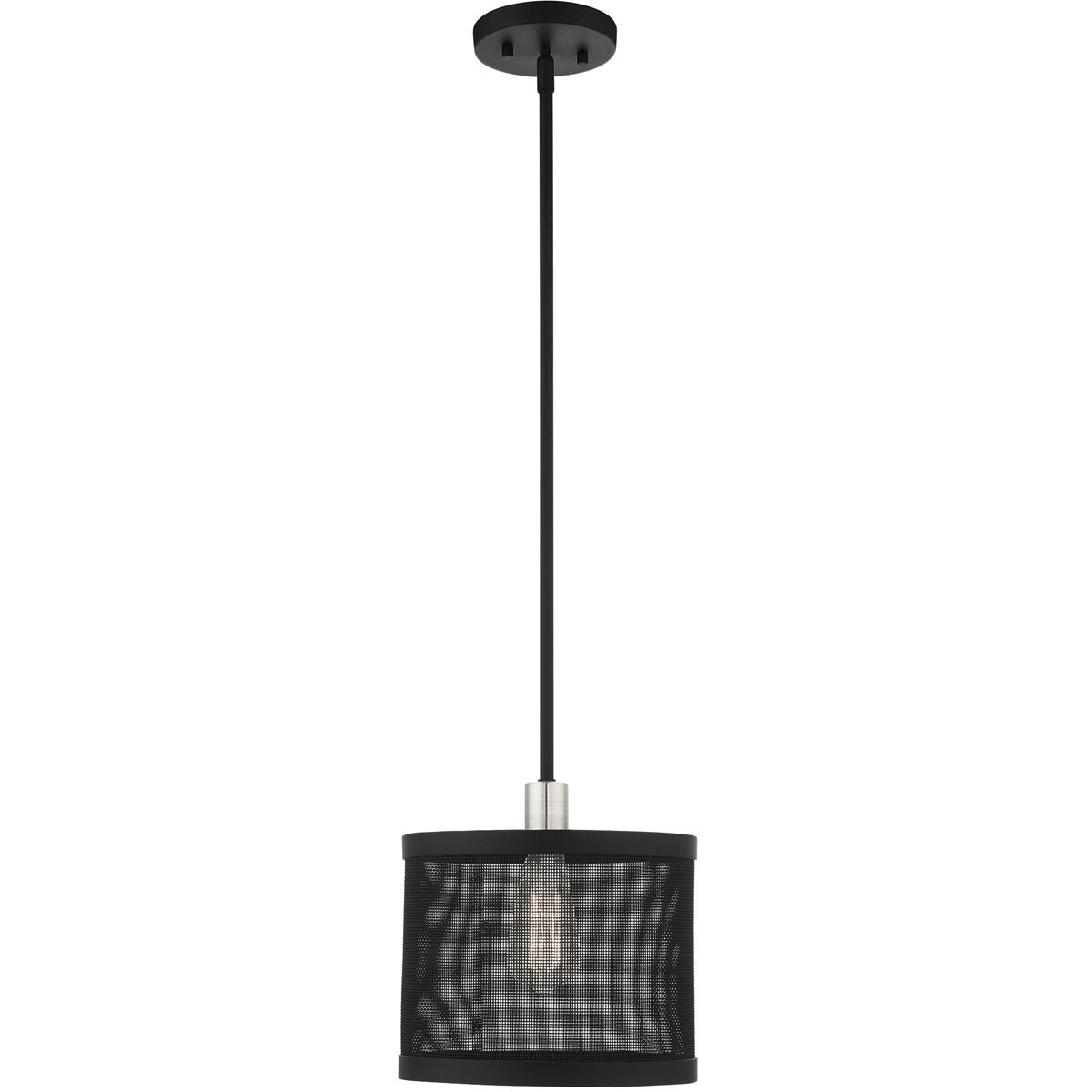 Industro 1 Light 10 inch Black with Brushed Nickel Accents Pendant Ceiling Light