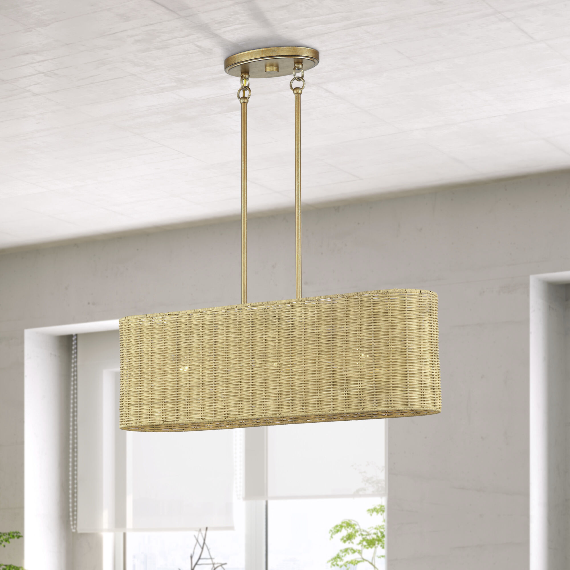 Weavington 3 Light 30 inch Antique Gold Leaf Linear Chandelier Ceiling Light, Medium