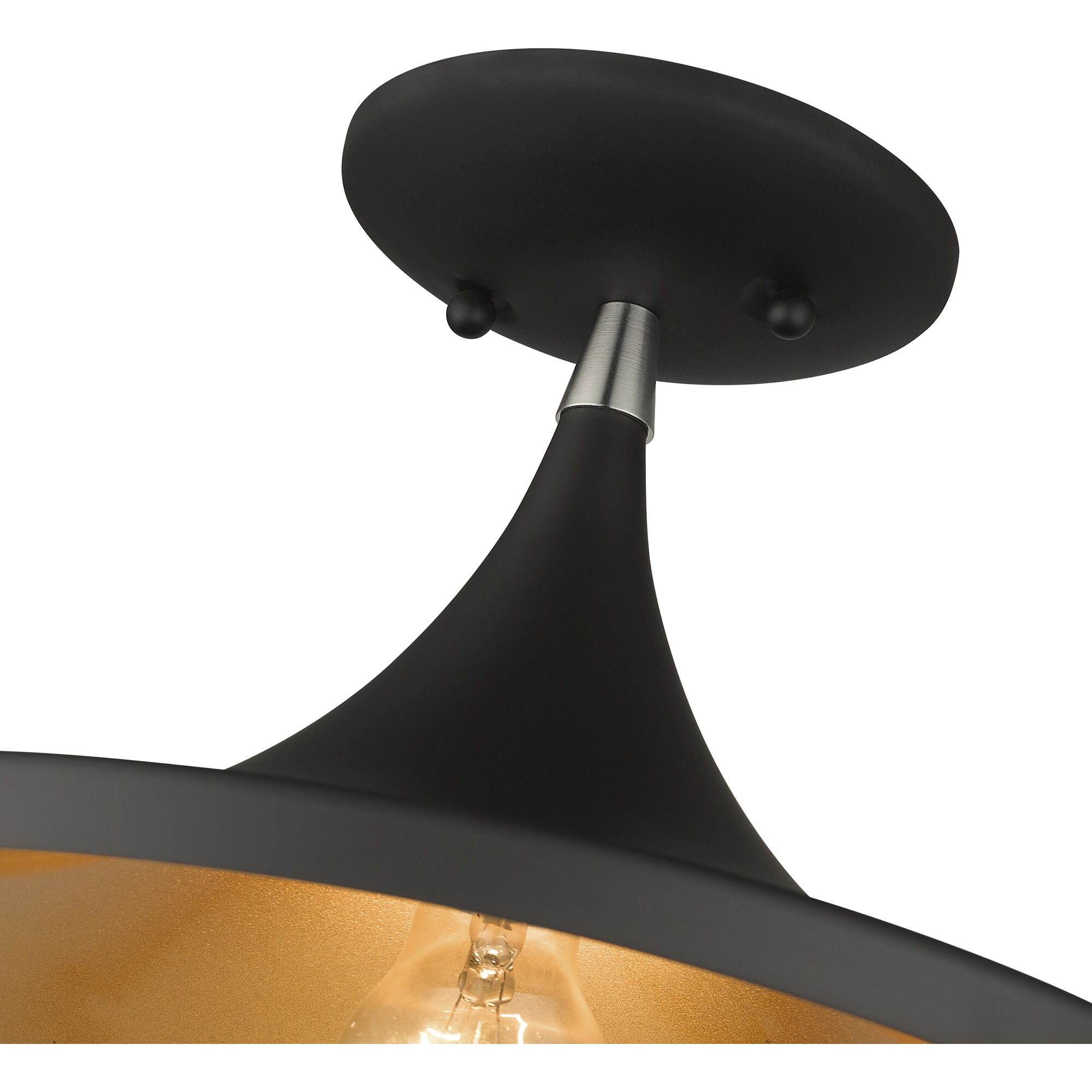 Waldorf 1 Light 14 inch Black with Brushed Nickel Finish Accents Semi-Flush Ceiling Light in Black with Brushed Nickel Accent