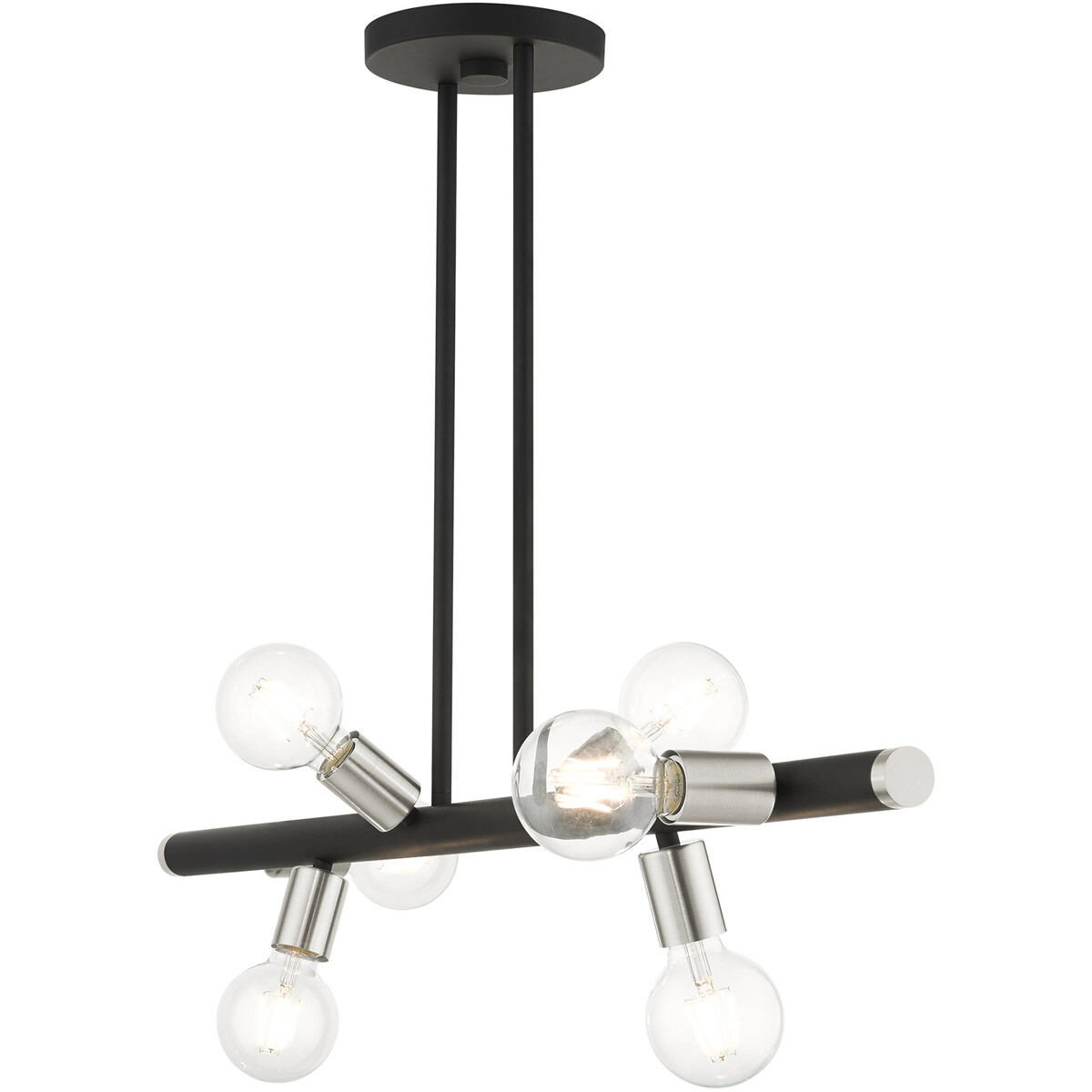 Bannister 6 Light 37 inch Black Linear Chandelier Ceiling Light