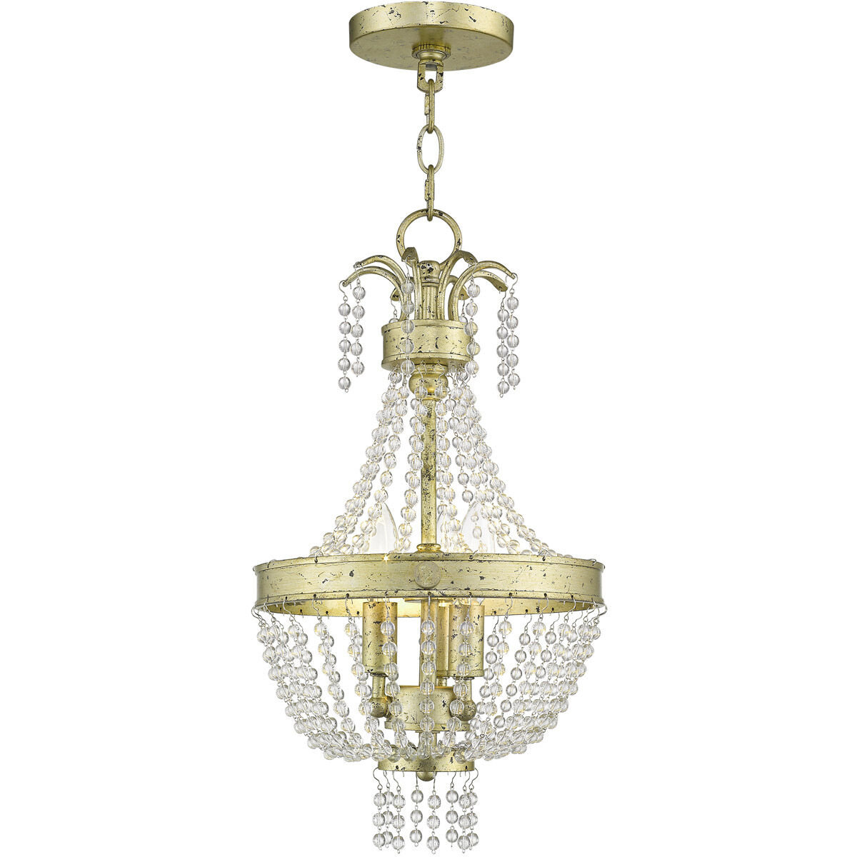 Valentina 3 Light 10 inch Hand Applied Winter Gold Pendant Ceiling Light