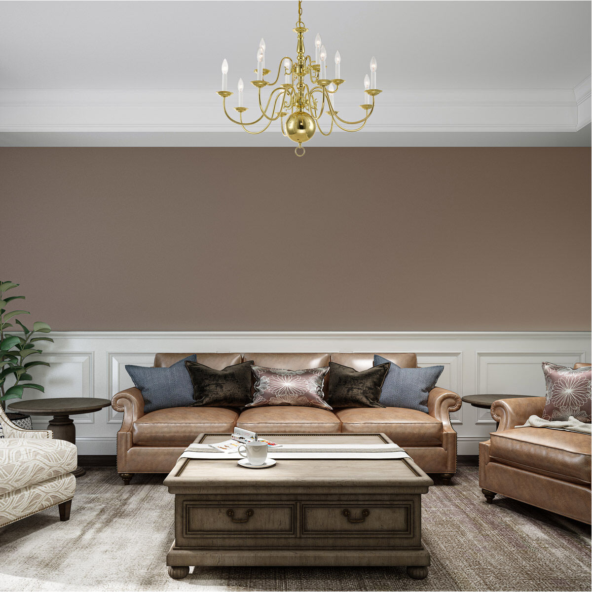 Williamsburgh 12 Light 32 inch Polished Brass Chandelier Ceiling Light