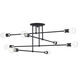 Delacroix 8 Light 35 inch Black with Brushed Nickel Accents Semi-Flush Ceiling Light
